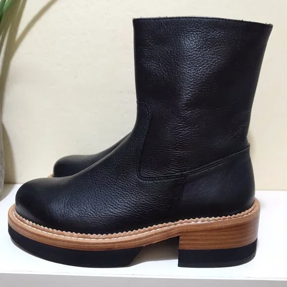 Paloma Barceló Black Leather Platform Ankle Boots - Picture 2 of 10